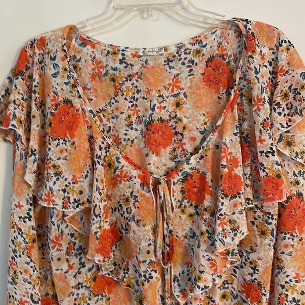 Free People Ivory And Coral Say It To Me Floral Body Suit - Picture 12 of 17